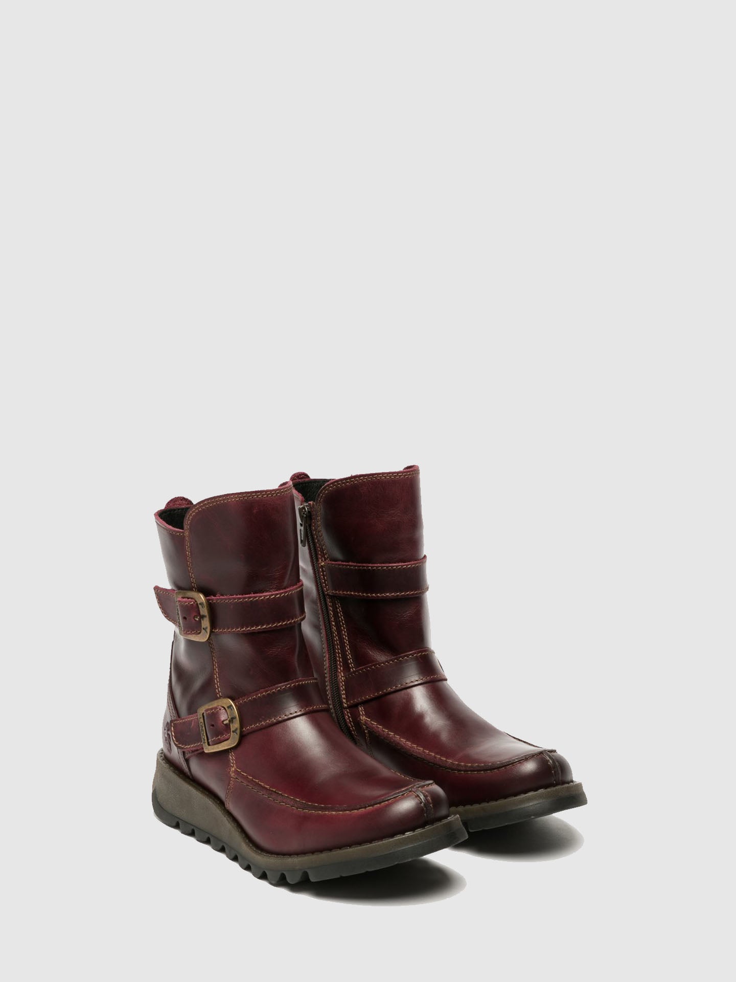 Fly London DarkRed Zip Up Ankle Boots